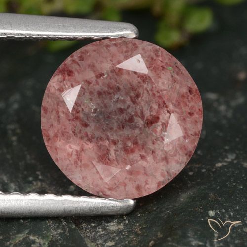 1.93ct Natural Medium Pink Strawberry Quartz, Round, Translucent