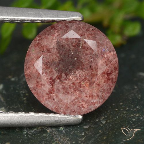 1.80ct Natural Medium Pink Strawberry Quartz, Round, Translucent