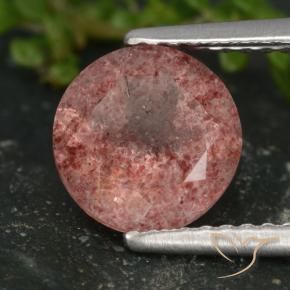 1.80 ct Pink Strawberry Quartz Stone, Natural Strawberry Quartz in Round Facet Shape for Sale