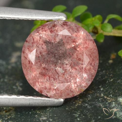 1.78ct Natural Medium Pink Strawberry Quartz, Round, Translucent
