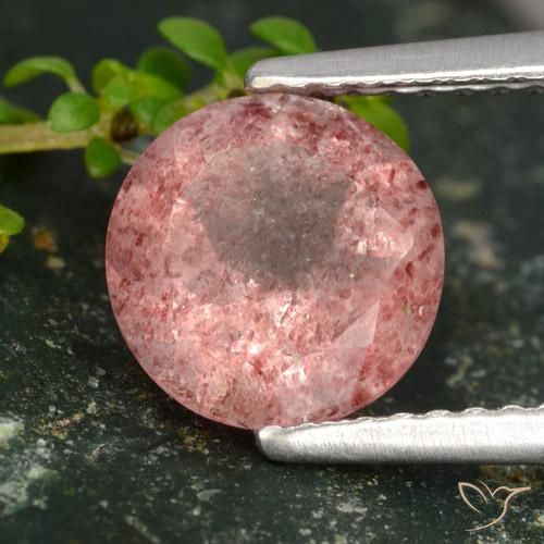 1.78 ct Pink Strawberry Quartz Stone, Natural Strawberry Quartz in Round Facet Shape for Sale