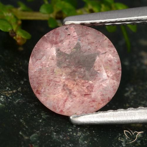 1.60 ct Pink Strawberry Quartz Stone, Natural Strawberry Quartz in Round Facet Shape for Sale