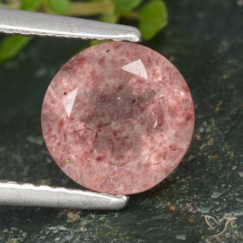 1.80ct Natural Earthy Pink Strawberry Quartz, Round, Translucent