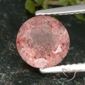 1.80 ct Pink Strawberry Quartz Stone, Natural Strawberry Quartz in Round Facet Shape for Sale