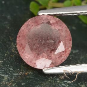 1.77 ct Pink Strawberry Quartz Stone, Natural Strawberry Quartz in Round Facet Shape for Sale
