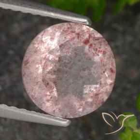 1.82 ct Pink Strawberry Quartz Stone, Natural Strawberry Quartz in Round Facet Shape for Sale