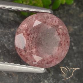 1.68 ct Pink Strawberry Quartz Stone, Natural Strawberry Quartz in Round Facet Shape for Sale