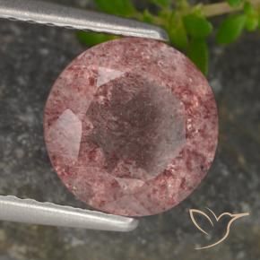 1.78 ct Pink Strawberry Quartz Stone, Natural Strawberry Quartz in Round Facet Shape for Sale