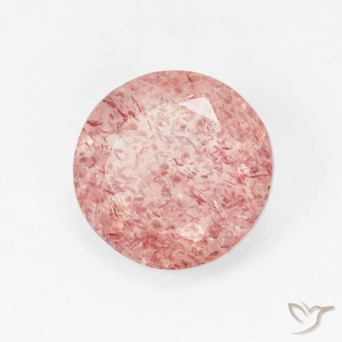 1.58 ct Pink Strawberry Quartz Stone, Natural Strawberry Quartz in Round Facet Shape for Sale