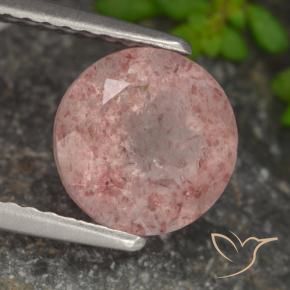 1.85 ct Pink Strawberry Quartz Stone, Natural Strawberry Quartz in Round Facet Shape for Sale