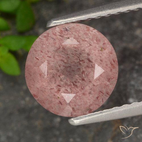 1.80ct Natural Earthy Pink Strawberry Quartz, Round, Translucent