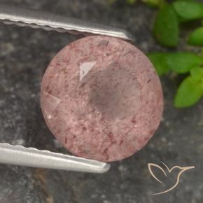 1.80 ct Pink Strawberry Quartz Stone, Natural Strawberry Quartz in Round Facet Shape for Sale