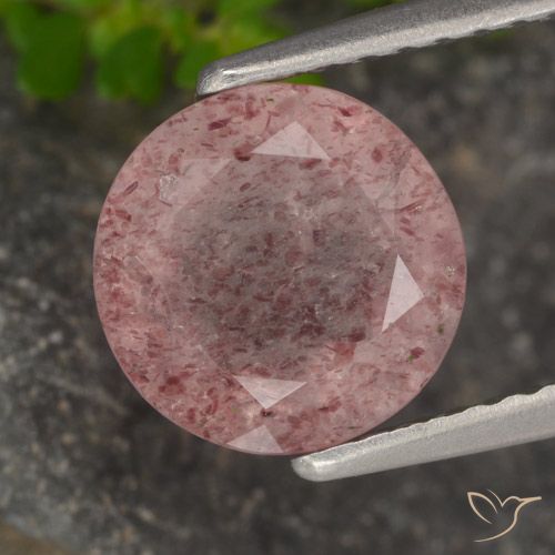 1.71ct Natural Pink Tone Strawberry Quartz, Round, Translucent