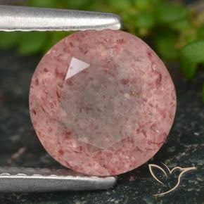 1.89 ct Pink Strawberry Quartz Stone, Natural Strawberry Quartz in Round Facet Shape for Sale