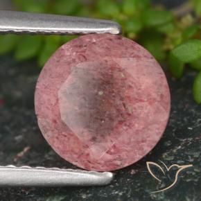 1.65 ct Pink Strawberry Quartz Stone, Natural Strawberry Quartz in Round Facet Shape for Sale