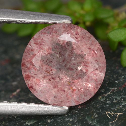 1.66ct Natural Pink Tone Strawberry Quartz, Round, Translucent
