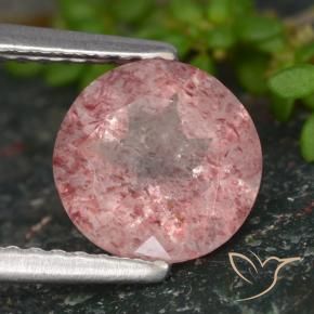 1.66 ct Pink Strawberry Quartz Stone, Natural Strawberry Quartz in Round Facet Shape for Sale