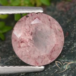 1.98 ct Pink Strawberry Quartz Stone, Natural Strawberry Quartz in Round Facet Shape for Sale