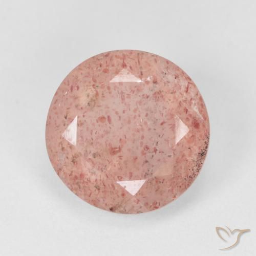 4.43ct Natural Orange Pink Strawberry Quartz, Round, Translucent