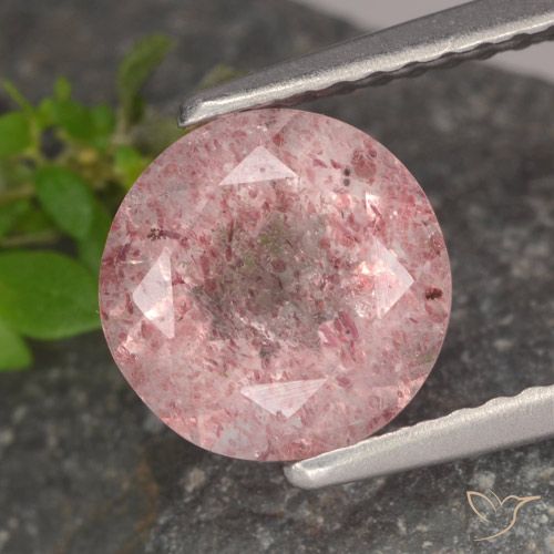 1.75ct Natural Medium Pink Strawberry Quartz, Round, Translucent
