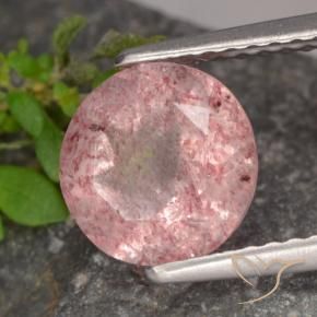 1.75 ct Pink Strawberry Quartz Stone, Natural Strawberry Quartz in Round Facet Shape for Sale