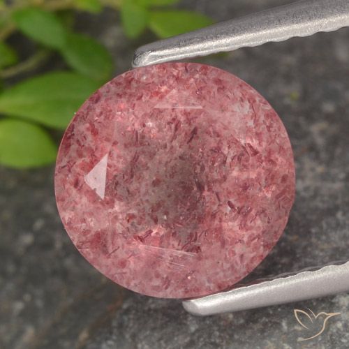 1.79ct Natural Rose Pink Strawberry Quartz, Round, Translucent