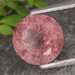 1.79 ct Pink Strawberry Quartz Stone, Natural Strawberry Quartz in Round Facet Shape for Sale
