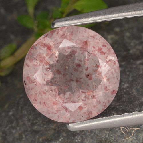 1.89ct Natural Light Pink Strawberry Quartz, Round, Translucent