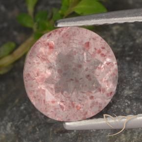 1.89 ct Pink Strawberry Quartz Stone, Natural Strawberry Quartz in Round Facet Shape for Sale