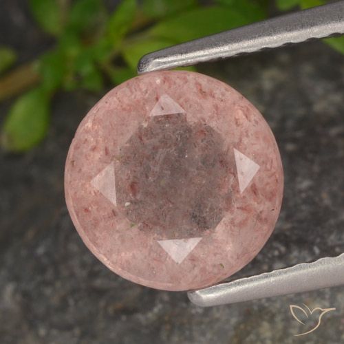 1.72ct Natural Medium Pink Strawberry Quartz, Round, Translucent
