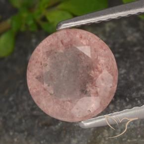1.72 ct Pink Strawberry Quartz Stone, Natural Strawberry Quartz in Round Facet Shape for Sale