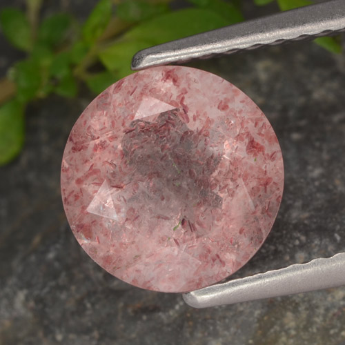 Rose Pink Strawberry Quartz Gem - 1.9ct Round Facet (ID: 475229)