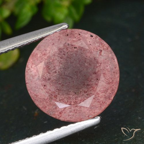 Quartz Fraise Rose round facet 10,6mm De Russie, poids de 4,84 ct, pierre gemme naturelle Non traité de pureté Translucide, 1 pièce Quartz Fraise, couleur : Rose foncé, dureté de Mohs de 7 convient aux bijoux de tous les jours, pierre de sagesse, Photo A
