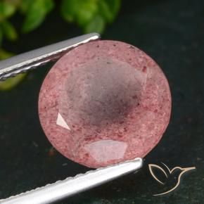 4.84 ct Pink Strawberry Quartz Stone, Natural Strawberry Quartz in Round Facet Shape for Sale