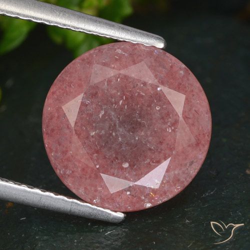 4.76ct Natural Medium-Dark Pink Strawberry Quartz, Round, Translucent, Photo A