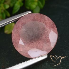 4.31 ct Pink Strawberry Quartz Stone, Natural Strawberry Quartz in Round Facet Shape for Sale