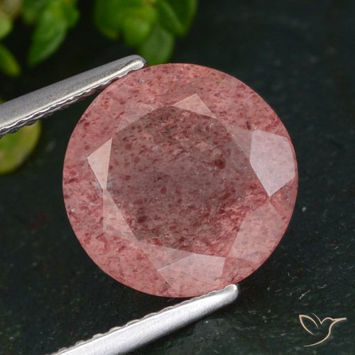 4.29ct Natural Deep Pink Strawberry Quartz, Round, Translucent