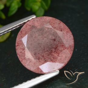 4.29 ct Pink Strawberry Quartz Stone, Natural Strawberry Quartz in Round Facet Shape for Sale