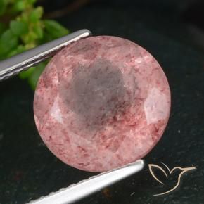5.02 ct Pink Strawberry Quartz Stone, Natural Strawberry Quartz in Round Facet Shape for Sale