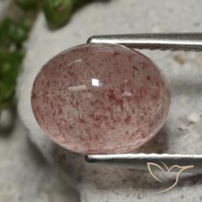 4.01 ct Pink Strawberry Quartz Stone, Natural Strawberry Quartz in Oval Cabochon Shape for Sale