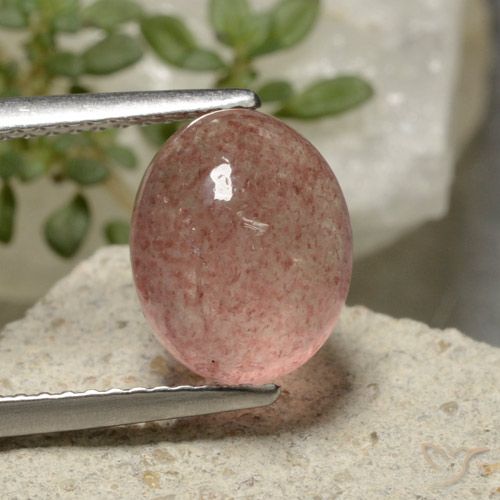 3.57ct Natural Deep Rose Pink Strawberry Quartz, Oval, Translucent
