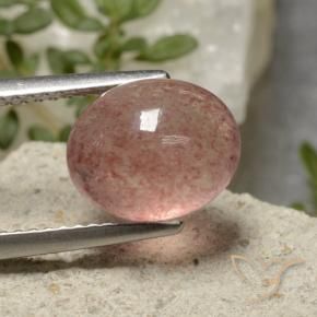 3.57 ct Pink Strawberry Quartz Stone, Natural Strawberry Quartz in Oval Cabochon Shape for Sale