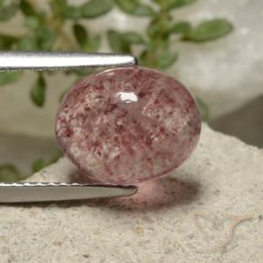 3.67 ct Pink Strawberry Quartz Stone, Natural Strawberry Quartz in Oval Cabochon Shape for Sale