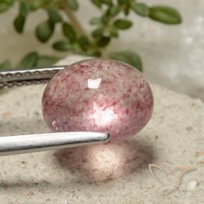 Strawberry Quartz Gemstone in 10 x 8 mm (calibrated) Size for Sale, Strawberry Quartz Stone in Medium Pink Color