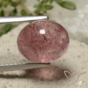 4.30 ct Pink Strawberry Quartz Stone, Natural Strawberry Quartz in Oval Cabochon Shape for Sale