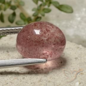 Strawberry Quartz Gemstone in 10 x 8 mm (calibrated) Size for Sale, Strawberry Quartz Stone in Medium Pink Color