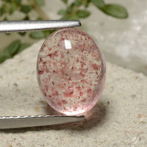 3.80ct Natural Medium Pink Strawberry Quartz, Oval, Translucent