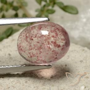 3.80 ct Pink Strawberry Quartz Stone, Natural Strawberry Quartz in Oval Cabochon Shape for Sale