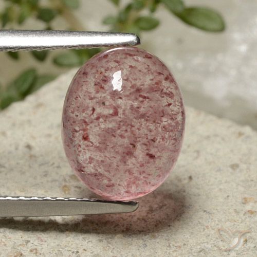 3.76ct Natural Earthy Pink Strawberry Quartz, Oval, Translucent