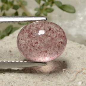 3.76 ct Pink Strawberry Quartz Stone, Natural Strawberry Quartz in Oval Cabochon Shape for Sale